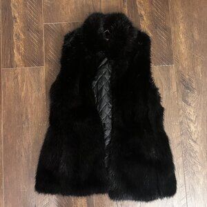 Banana Republic Black Faux Fur Vest